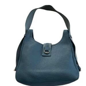 ❣HERMES❣ TSAKO LEATHER HANDBAG - BLUE